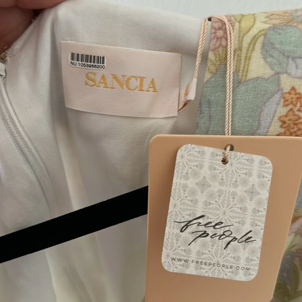 NWT Free people Floral Twist Front Cutout Jumpsuit V-neck Green Sancia Size S
